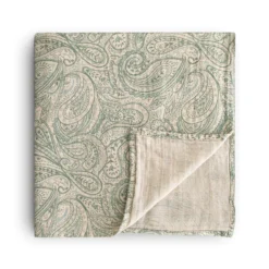 Mushie Couverture En Mousseline Green Paisley -Fillettes & Fiston Soldes mushie couverture en mousseline green paisley 3