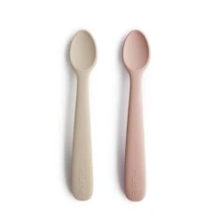 Mushie Ensemble De 2 Petites Cuillères En Silicone -Blush/Sand