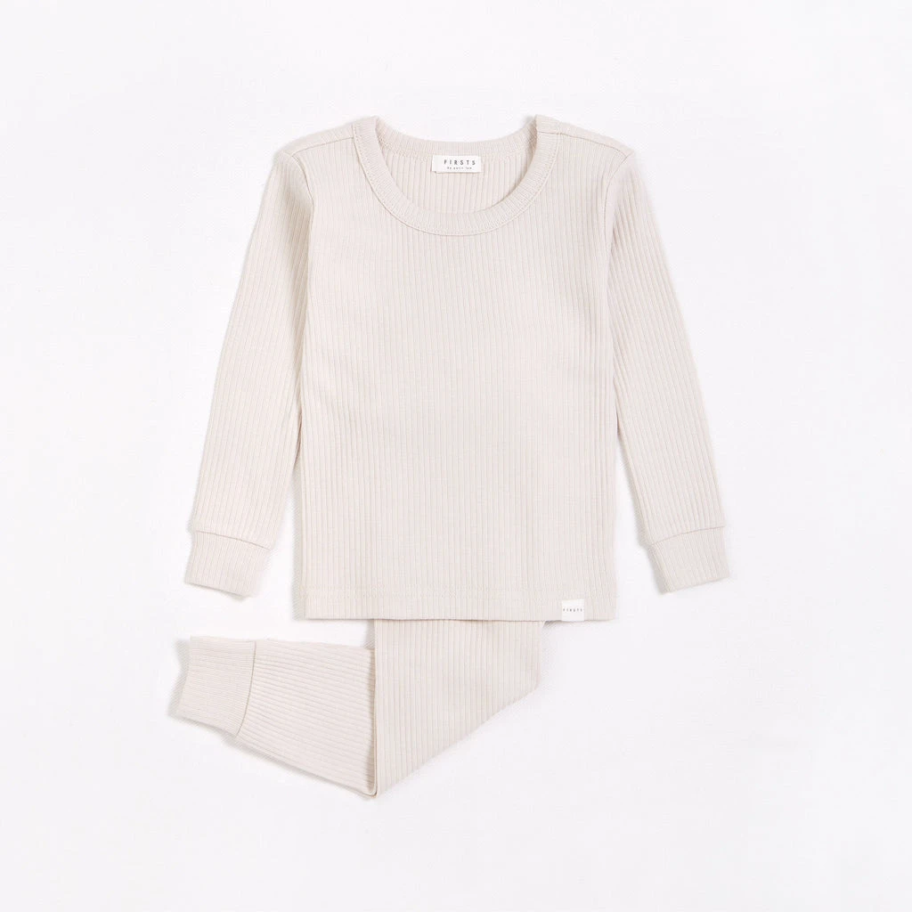 Petit Lem Pyjama Deux Pièces En Tricot Côtelé Crème 4 Petit Lem Pyjama Deux Pièces En Tricot Côtelé Crème – Image 2