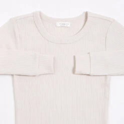 Petit Lem Pyjama Deux Pièces En Tricot Côtelé Crème