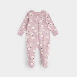 Petit Lem Pyjama Une Pièce Marguerites Mauves -Fillettes & Fiston Soldes petit lem pyjama une piece marguerites mauves 2