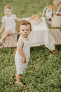 Petit Lem Romper Short Ligné Gris -Fillettes & Fiston Soldes petit lem romper short ligne gris 2