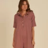 Rylee + Cru Romper Frankie Mulberry